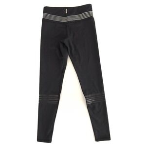 Lilybod | Stripe Tights Womens Size S Black Fitted Slim Stretch Pull on